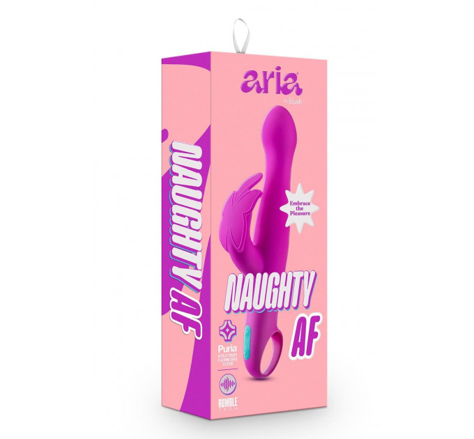 Вібратор з кліторальним відростком у вигляді метелика Blush Aria Naugnty AF рожевий