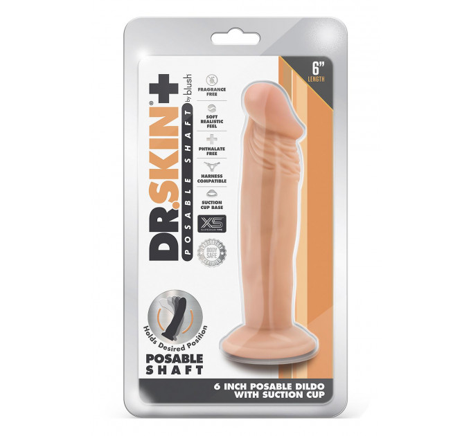Гибкий фаллоимитатор Blush DR. SKIN PLUS 6 INCH POSABLE DILDO VANILLA