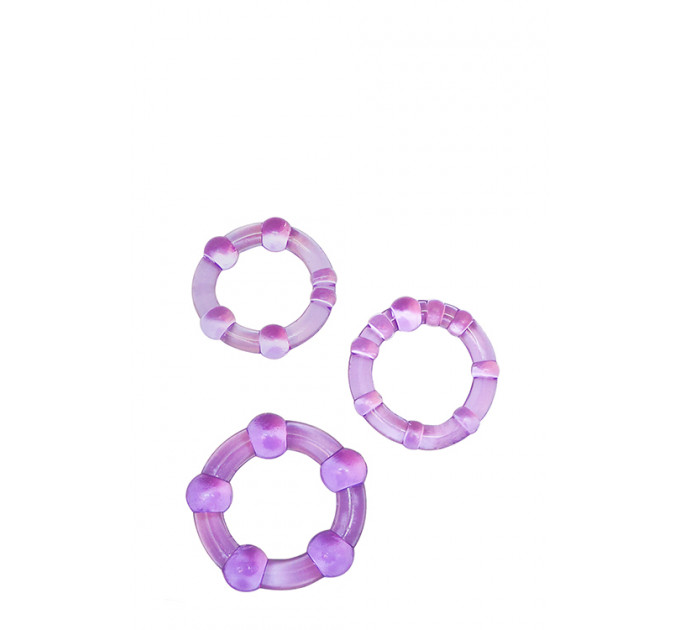 Набір ерекційних кілець STAY HARD BEADED PURPLE