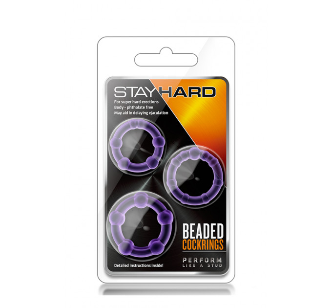 Набір ерекційних кілець STAY HARD BEADED PURPLE