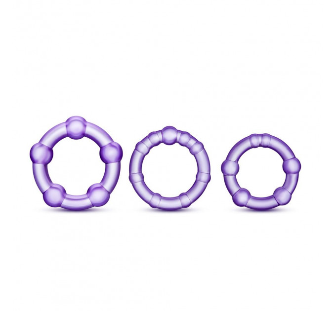 Набір ерекційних кілець STAY HARD BEADED PURPLE