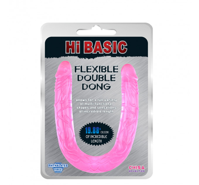 Двойной фаллоимитатор Chisa HI BASIC реалистичный, розовый