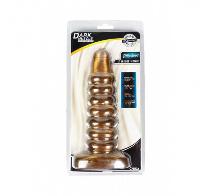 Велика анальна пробка ребриста Chisa Dark Muscle Gold