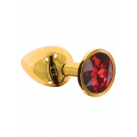 Анальний корок металевий золотистий L Butt Plug With Diamond Jewel Taboom