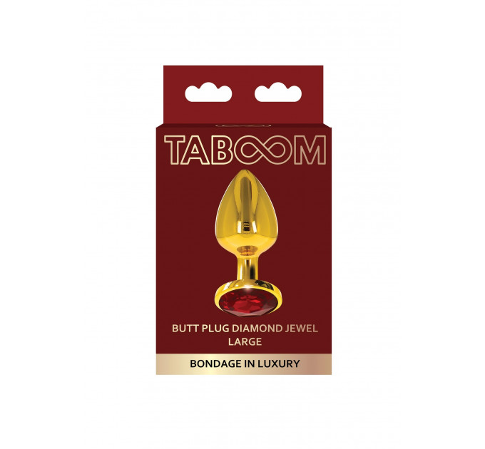 Анальний корок металевий золотистий L Butt Plug With Diamond Jewel Taboom