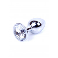 Анальна пробка з каменем Plug-Jewellery Silver PLUG- Clear розмір S