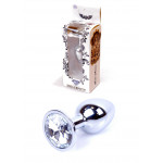 Анальная пробка с камнем Plug-Jewellery Silver PLUG- Clear размер S