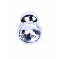 Анальна пробка з каменем Plug-Jewellery Silver PLUG- Clear розмір S