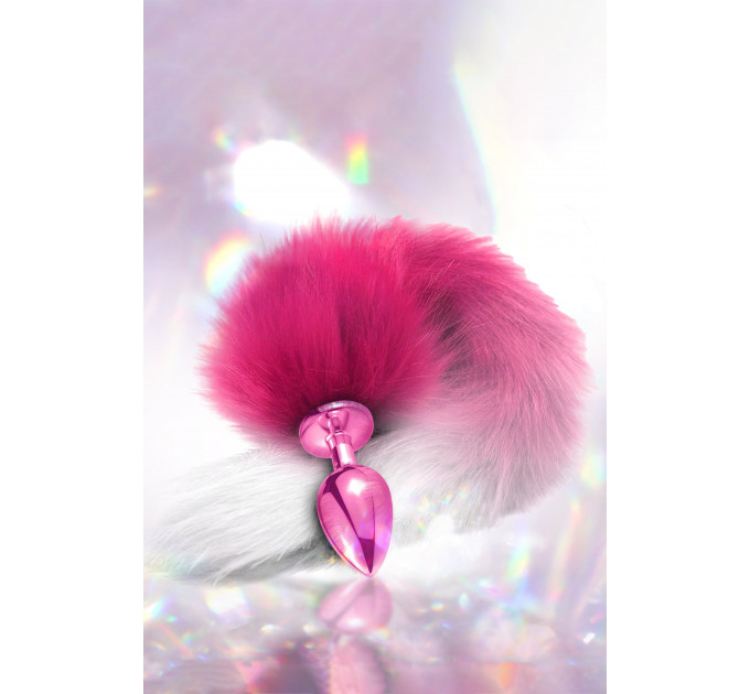 Анальная пробка с хвостом Global Novelties NIXIE METAL BUTT PLUG WITH OMBRE TAIL, PINK METALLIC