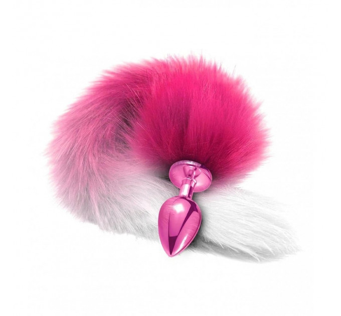 Анальная пробка с хвостом Global Novelties NIXIE METAL BUTT PLUG WITH OMBRE TAIL, PINK METALLIC