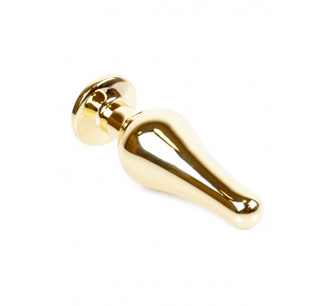 Анальная пробка с розовым камнем Plug-Jewellery Gold BUTT PLUG- Pink