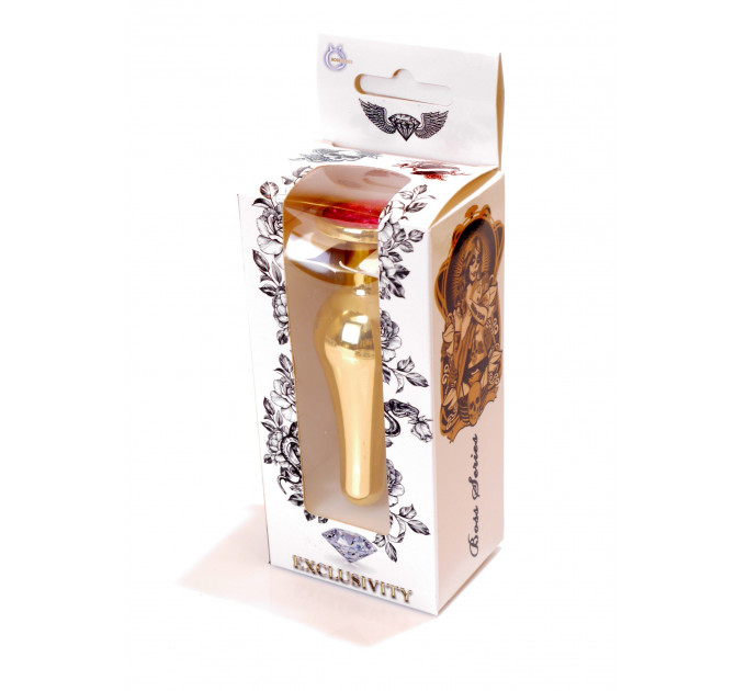 Анальная пробка с розовым камнем Plug-Jewellery Gold BUTT PLUG- Pink