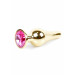 Анальная пробка с розовым камнем Plug-Jewellery Gold BUTT PLUG- Pink
