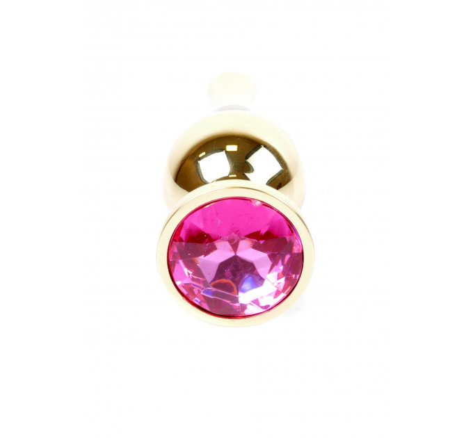Анальная пробка с розовым камнем Plug-Jewellery Gold BUTT PLUG- Pink