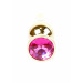Анальная пробка с розовым камнем Plug-Jewellery Gold BUTT PLUG- Pink