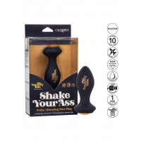 Анальна пробка з вібрацією Naughty Bits CalExotics, із кристалом, силіконова, чорна, 10.7 х 3.2