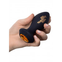 Анальна пробка з вібрацією Naughty Bits CalExotics, із кристалом, силіконова, чорна, 10.7 х 3.2