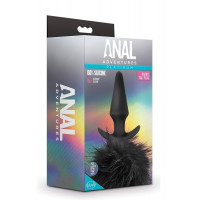 Анальний затор, заячий хвостик, чорний ANAL ADVENTURES PLATINUM RABBIT TAIL PLUG