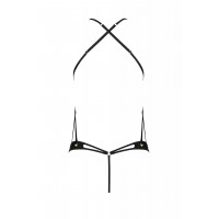 Боді з декоративними ремінцями та відкритим доступом, екошкіра TASMINA BODY black S/M - Passion