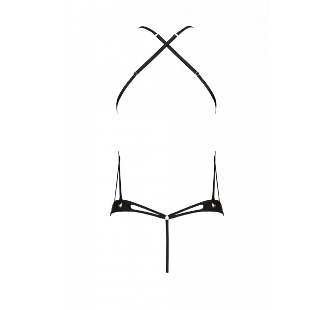 Боди с декоративными ремешками и открытым доступом, экокожа TASMINA BODY black S/M - Passion