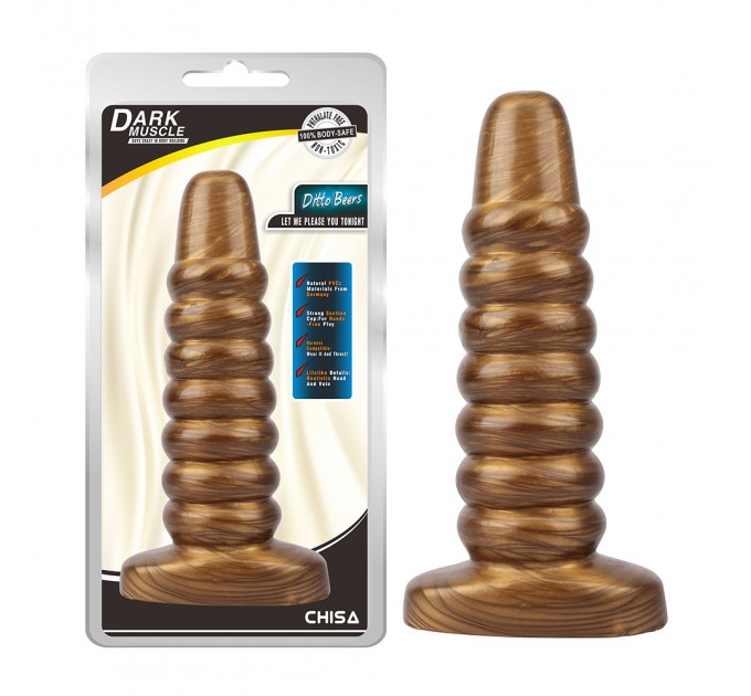 Велика анальна пробка ребриста Chisa Dark Muscle Gold