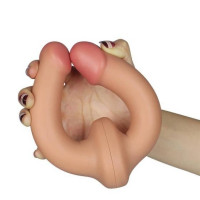 Двусторонний реалистичный фаллоимитатор Holy Dong гибкий, бежевый, 31.5 х 3.5 см