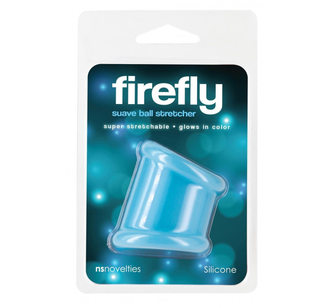 Ерекційна насадка на пеніс NS Novelties Firefly, що світиться в темряві, блакитна