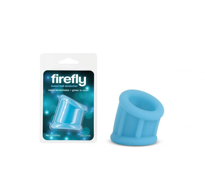 Ерекційна насадка на пеніс NS Novelties Firefly, що світиться в темряві, блакитна