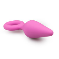 Анальна пробка зі стоппером-кільцем Easytoys, силіконова, рожева, 8.5 х 2.5 см