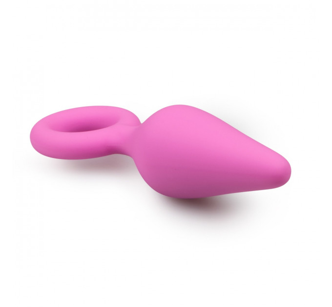 ET214PNK Анальная пробка со стоппером-кольцом Easytoys, силиконовая, розовая, 8.5 х 2.5 см