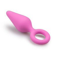 Анальна пробка зі стоппером-кільцем Easytoys, силіконова, рожева, 8.5 х 2.5 см
