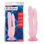 Фаллоимитатор двойной Chisa Hi-Rubber 8.0 на присоске, розовый