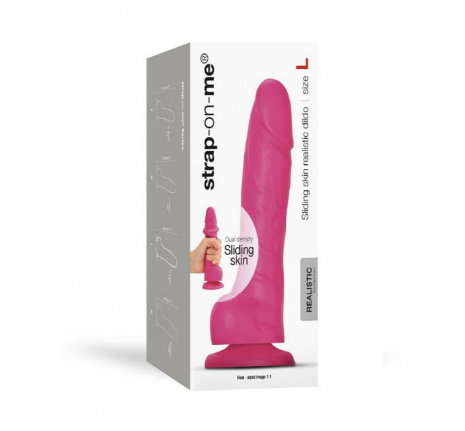 Фаллоимитатор реалистичный размер L Strap-On-Me на присоске, розовый, 14.2 х 4.1 см