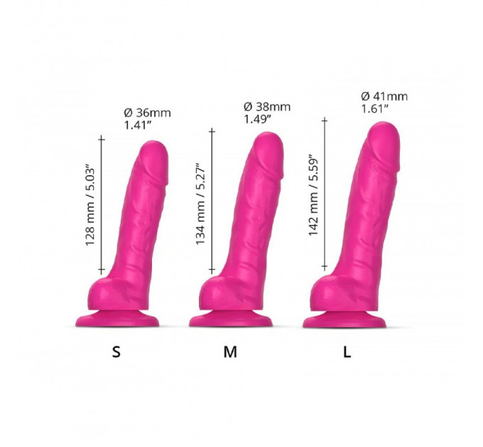 Фаллоимитатор реалистичный размер L Strap-On-Me на присоске, розовый, 14.2 х 4.1 см