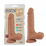 Фаллоимитатор с мошонкой на присоске Chisa T-skin ReaL Сock Shoot, бежевый, 20 см