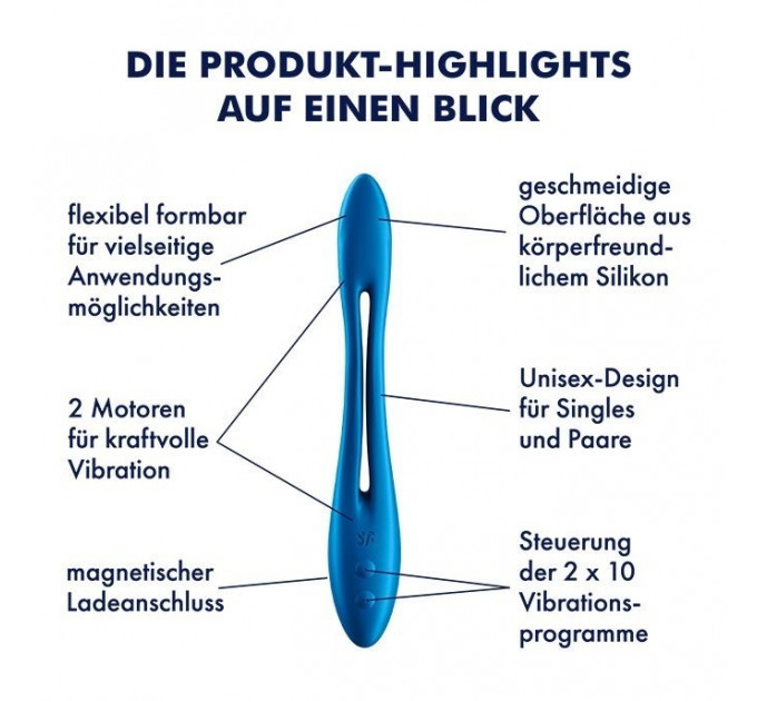 Універсальний вібратор (ерекційне кільце), що гнеться SATISFYER ELASTIC JOY BLUE