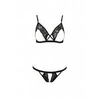 Комплект білизни з відкритим доступом DIABOLINA SET black S/M - Passion