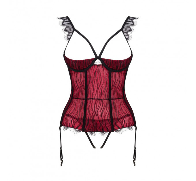 Корсет с открытой грудью Obsessive DENISSA и трусиками в комплекте, M/L