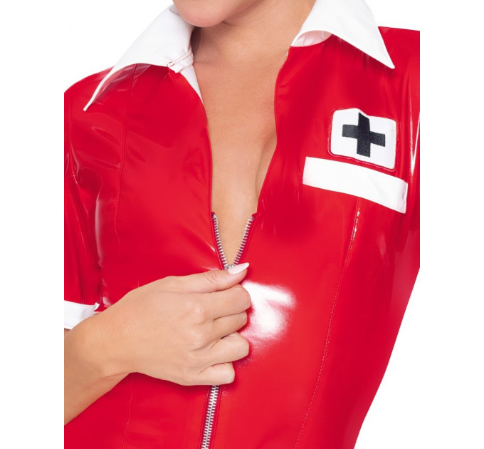 Костюм медсестры красный виниловый Black Level Vinyl Nurse 2 предмета, M