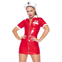 Костюм медсестри червоний вініловий Black Level Vinyl Nurse 2 предмети, M