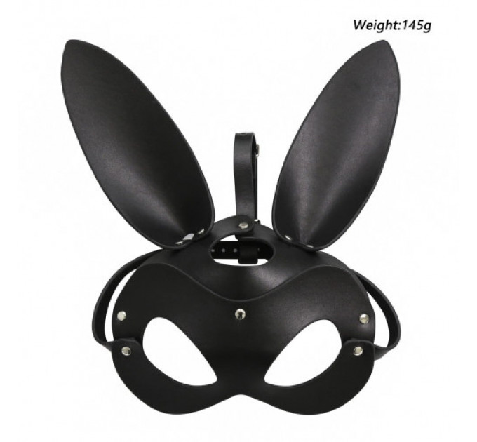 Маска с ушками зайчика DS Fetish экокожа черный