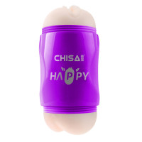 Мастурбатор Вагина и Анус Chisа Portable Happy Cup с вибрацией, бежевый