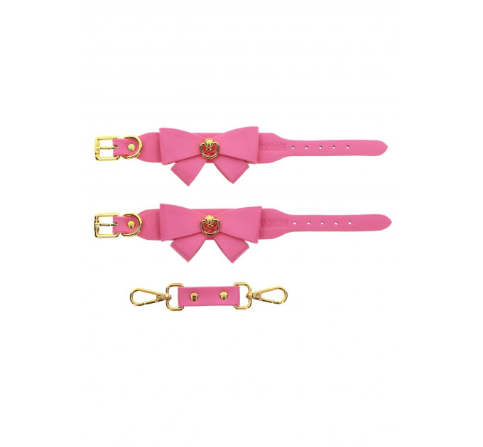 Наручники с бантиками Taboom Malibu Wrist Cuffs из веганской кожи, розовые