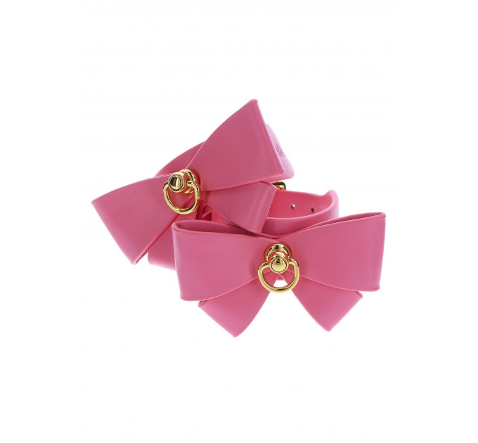 Наручники с бантиками Taboom Malibu Wrist Cuffs из веганской кожи, розовые