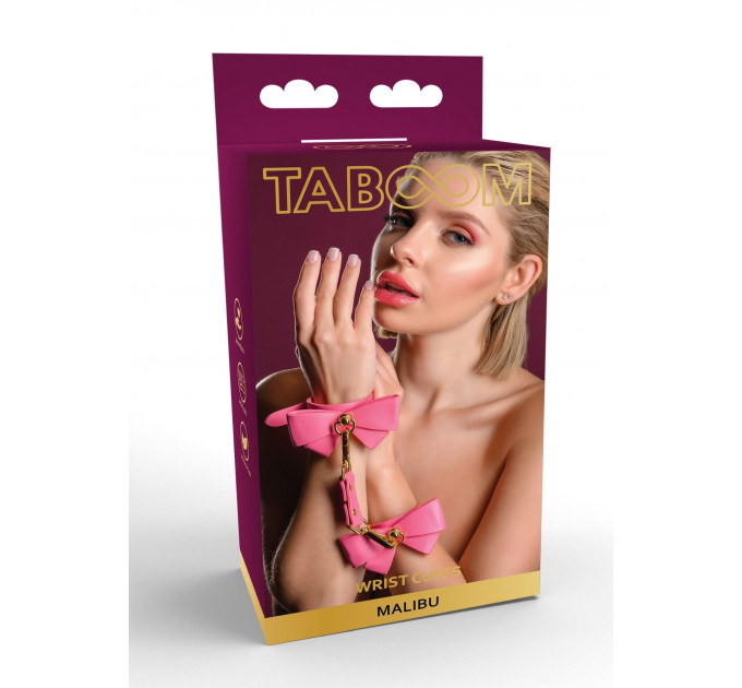 Наручники с бантиками Taboom Malibu Wrist Cuffs из веганской кожи, розовые