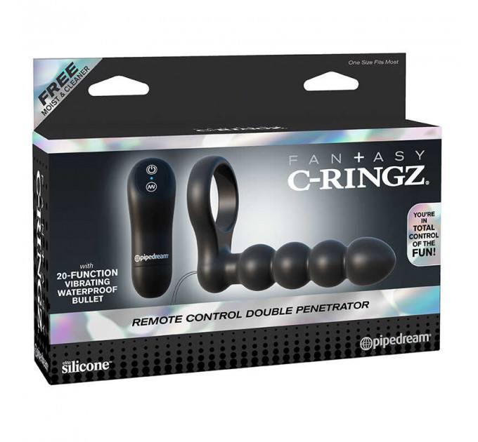 Насадка для двойного проникновения Pipedream C-Ringz Remote Control Double Penetrator Dildo, Black