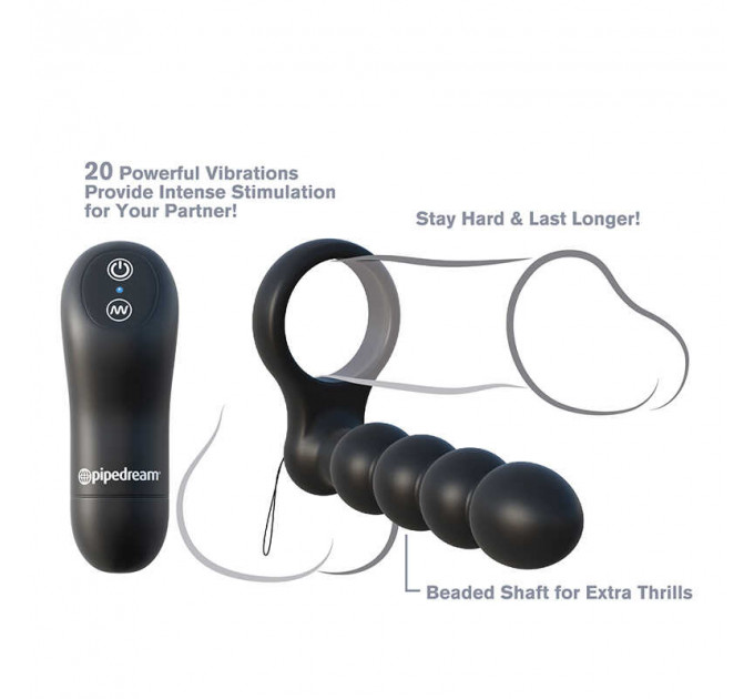 Насадка для двойного проникновения Pipedream C-Ringz Remote Control Double Penetrator Dildo, Black