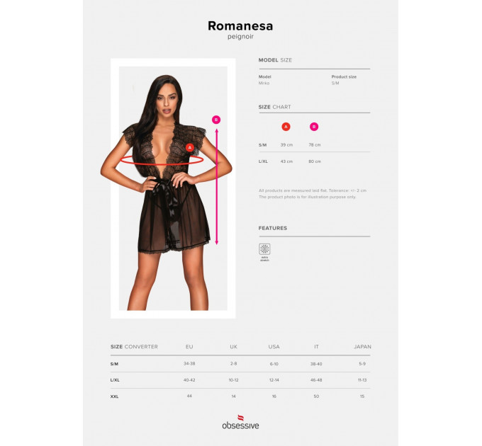 Сексуальный халат Obsessive Romanesa peignoir S/M