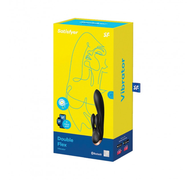 Смарт вибратор кролик Satisfyer Double Flex Connect App Black