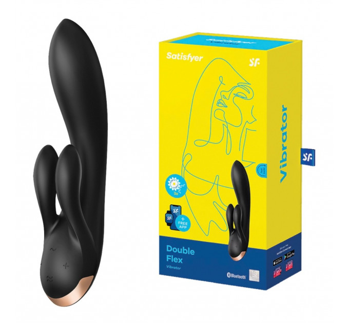 Смарт вибратор кролик Satisfyer Double Flex Connect App Black